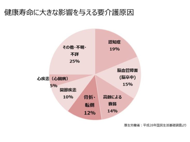 健康寿命に大きな影響を与える介護原因の図